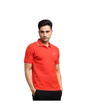 Greys & Blues Pima Polo T-Shirt - Red With White Tipping